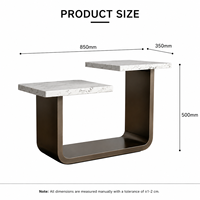 Table basse moderne de luxe sur mesure avec plateau en marbre et structure en acier inoxydable pour salon