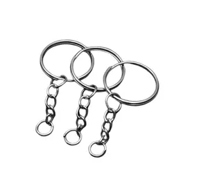 Factory wholesale 25 mm metal smooth round key ring chains with small ring key chain diy accessories