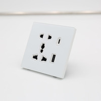 Prise murale USB universelle 10A IP22, panneau en verre trempé ignifuge pour PC industriel, contact en cuivre pur, 5V, 1 hôpital