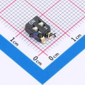 HY-DSIC02LS DIP Switch SMD-4P,5.1x6.2mm Switch Flat Toggle, Raised Type Single Pole Single Throw 2 Gull Wing Type - Product Image 1