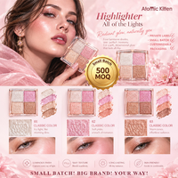Palet Bedak Padat Highlighter Logo Kustom Pesanan Kecil Pigmentasi Tinggi Berkilau Wajah Bercahaya Tahan Air Tahan Lama Kosmetik Vegan