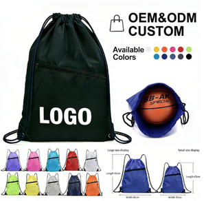 0717 Best Seller Large Waterproof Casual String Bag Polyester Bags Custom Sports Zipper <b>Drawstring</b> <b>Backpack</b> Gym - Product Image 4