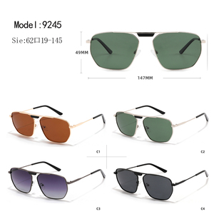 Gafas de Sol de Piloto, Montura Completa Rectangular Dorada, Lentes Marrones, Protección UV400, Unisex, para Adultos, para Exteriores - Product Image 3