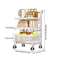 3 niveaux avec poignée et roues verrouillables Étagères de rangement multifonctionnelles Mesh Metal Utility Rolling Storage Organization Cart