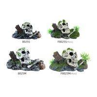 Décoration d'aquarium Crâne Humain Réaliste, Ornement de Bassin à Thème Pirate en Résine, Tête de Squelette Effrayante pour Grotte
