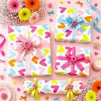 Papier de soie pour emballage cadeau, sacs et boîtes à motifs de coeurs colorés, 30 feuilles, emballage cadeau blanc, mariage, anniversaire, Saint-Valentin