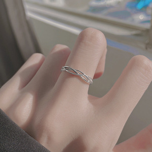 Geometric Line Ring Silver Plated Minimalist Design Open Index Finger Women's Jewelry Gift - Product Image 1