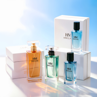 Vente en gros de flacons de parfum en verre rectangulaires plats HANMING HH-269 30ml 50ml 90ml 100ml avec impression sérigraphique et couvercle en plastique personnalisé