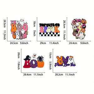 Patchs brodés en chenille à sequins personnalisés pour la saison halloweenienne, motif fantôme et citrouille, thermocollants pour vêtements d'Halloween, vente en gros - Product Image 3