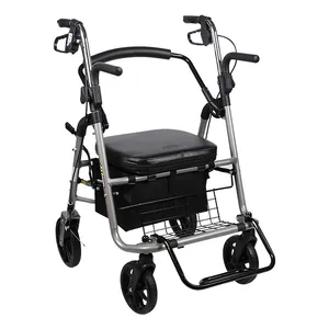 残疾人助行器4轮滚动器可调有存储空间和两个侧手柄助行器助行器