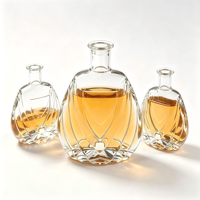 Bouteille en verre sur mesure, 700 ml, 900 g, coupe bouclée, verre super flint, base lourde, pour brandy, whisky, liqueur