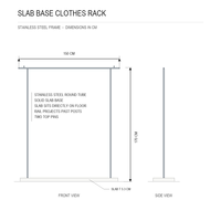 Porte-vêtements autoportant en acier inoxydable chromé avec base en dalle solide blanche, présentoir de vêtements pour la vente au détail, taille personnalisée