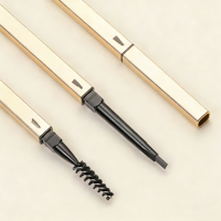 Crayon à sourcils fin à double tête 2-en-1 de vente chaude avec poudre délicate et pinceau à ruban lisse et soyeux pour le maquillage novice