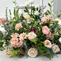 Décoration florale de sol luxueuse GNW en plastique rose et vert pour allée de mariage, événements, maison, intérieur/extérieur