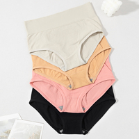 Braguitas de Bikini para Mujer, Suaves y Elásticas, Sin Costuras, de Color Sólido, Cintura Alta, Control de Abdomen, Uso Diario, Ecológicas