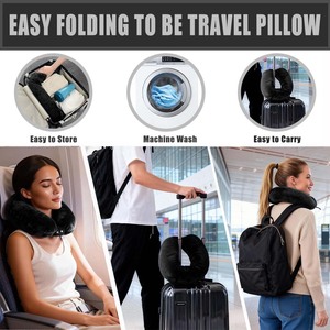 طقم بطانية سفر ووسادة رقبة 2 في 1 - بطانية محمولة ناعمة ودافئة ومريحة للسفر بالطائرة والتخييم ورحلات السيارة - Product Image 5