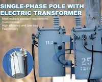 Transformateur de puissance monophasé monté sur poteau 10 kVA 220 V 200 V Cuivre 60 Hz Modèles 15 kVA 25 kVA 37,5 kVA 50 kVA 375 kVA