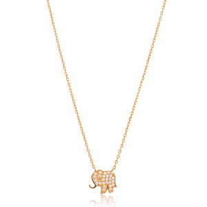<b>Elephant</b> Design Zircon Stone Charm Necklace Woman Pendant Turkish Handmade Wholesale 925 Sterling Silver Pendant - Product Image 2