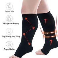 Chaussettes de compression médicale respirantes anti-embolie à bout ouvert, tricotées, hauteur genou, 10-30 mmHg, pour infirmières, grandes tailles