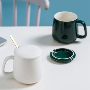 Tasse nordique moderne en céramique 10oz, Logo personnalisé, bleu, rose, blanc, pour thé et café - Product Image 5