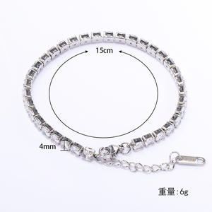 Commerce extérieur chaud titane <span class=keywords><strong>acier</strong></span> <span class=keywords><strong>bijoux</strong></span> en gros mode complet <span class=keywords><strong>inoxydable</strong></span> femmes bracelet tempérament zircon - Product Image 4