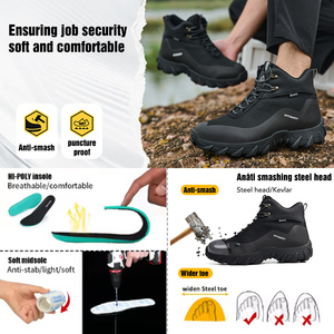 Botas <span class=keywords><strong>de</strong></span> Trabajo <span class=keywords><strong>de</strong></span> Lona con Punta <span class=keywords><strong>de</strong></span> Acero para Hombre, Ligeras, Cómodas, Indestructibles, para Invierno, Industria, Construcción, Almacén, Techado, Tala - Product Image 4