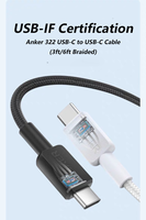 Anker 322 Câble USB-C à USB-C 60W Max Câble de charge 3 pieds tressé Compatible USB-C les téléphones tablettes et ordinateurs portables