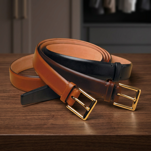 Ceinture vintage personnalisable en cuir de vachette avec boucle carrée en acier pour filles et femmes - Écologique, tendance, longueur sur mesure - Product Image 1