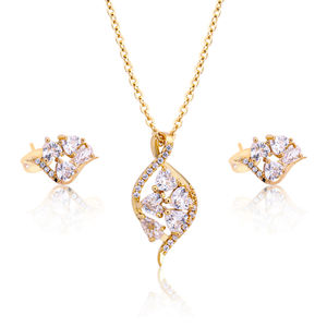 Boucles d'oreilles en pierre gemmes, zircon cubique, ensemble de colliers, pendentifs, bijoux de mariage, nouveauté - Product Image 1