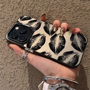 <span class=keywords><strong>Funda</strong></span> de Teléfono Creativa con Patrón de Labios Negros, Color Plateado Mate, para <span class=keywords><strong>iPhone</strong></span> 17, 16 Pro, 15, 14 Pro Max, 13, 12 - Product Image 1