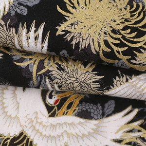 Vải cotton in kỹ thuật số phong cách Nhật Bản thời trang mùa xuân, 100% cotton nguyên chất, họa tiết hạc đen xanh hải quân, cao cấp, dùng cho bộ đồ giường, áo sơ mi - Product Image 5