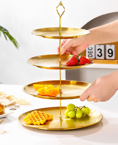 Suporte Redondo de Aço Inoxidável Ecológico para Bolos e Frutas de 14-30cm, Multi-Camadas, para Buffet com Opção de Logo Personalizado - Product Image 2