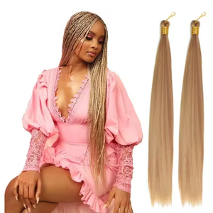 Extensiones de Cabello Sintético Liso <span class=keywords><strong>para</strong></span> Crochet de 22 Pulgadas, Pre-estiradas, <span class=keywords><strong>para</strong></span> Trenzar, 150g, Golden Beauty, Venta al por Mayor, Teñidas a Máquina - Product Image 2