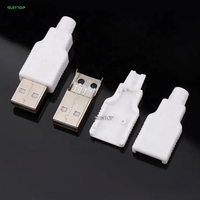 AM Konektor USB Tipe A Male USB 2.0 4 Pin Soket Adaptor Solder dengan Penutup Plastik Putih