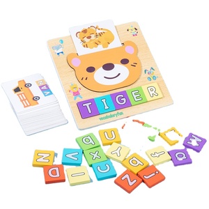 Fabbrica diretta DIY giocattolo educativo in legno per bambini digitale orologio di apprendimento con alfabeto e numero per <span class=keywords><strong>l</strong></span>'insegnamento del tempo stile artistico - Product Image 1