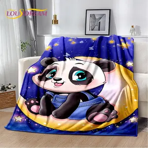 Selimut Panda lucu kartun 3D, selimut flanel, selimut lempar, selimut hangat anak untuk rumah ruang tamu kamar tidur sarung Sofa piknik