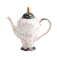 Bunga Retro cahaya mewah tulang cina teko keramik Set piring Pot gula Pot susu-periuk pedesaan Jepang desain mesin cuci piring