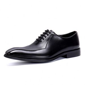 Zapatos Formales de Negocios para Hombre, Estilo Británico, con Cordones, Punta Redonda, Ligeros, Transpirables, Antideslizantes, con Parches, para Novio, Boda - Product Image 3