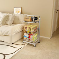 Chariot de rangement mobile nordique à 3 niveaux en aluminium et acier inoxydable 304, chariot roulant réglable pour cuisine