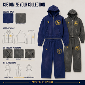 Custom Heavyweight 100% Cotton Hoodie <b>Screen</b> Print Zipper Hoodie Distressed Acid <b>Wash</b> Oversized Sweatsuits Tracksuit - Product Image 5