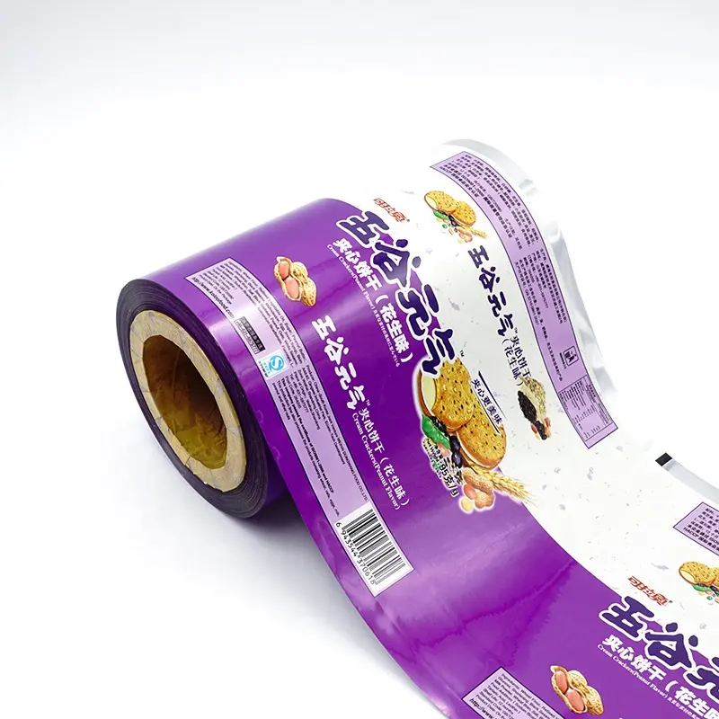 Kunden spezifisch bedruckte Lebensmittel verpackung Rollfilm Laminierter Kunststoff Flexible Verpackungs rolle Automatische Kunststoff folie