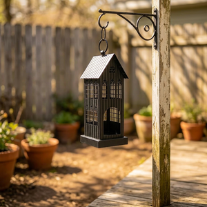 Portavelas Decorativo de Metal Negro Hecho a Mano, de Doble Uso, para Mesa o Colgar, para Hogar y Jardín - Product Image 5