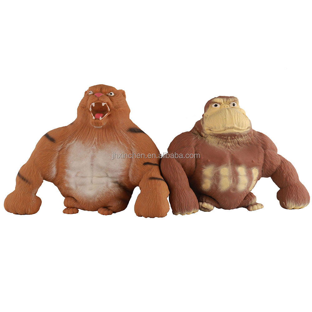 Funny Squishy Tiger Figure Elastic Stretchy Wolf Man Stress Relief Squeeze Toys for Kids Adults