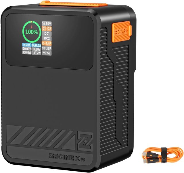 ZGCINE V-Mount Battery,99Wh/14.8V With 1.3-inch IPS Screen and Full Port Identification, Maximum Charging Time 1.5h PD 100W