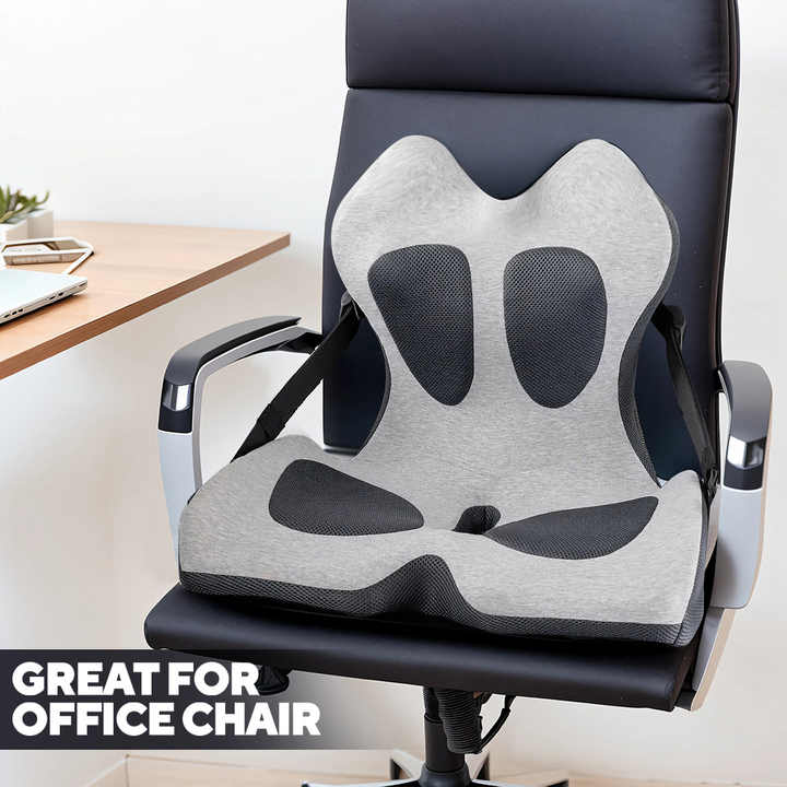 LumbarPal Memory Foam Lumbar Support Pillow | Adjustable Straps For Office Chair, Car Seat - Black
