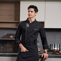 Uniforme de chef Hothome de haute qualité pour hommes, avec bordure à passepoil, design gaufré, tissu sergé sur la poitrine, manches longues, pour utilisation en cuisine de restaurant