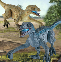 LONGXI mainan dinosaurus remote control velociraptor untuk anak-anak 2023 IR simulasi dinosaurus berjalan robot Jurassic dengan suara lampu