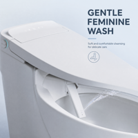 WC intelligent en céramique blanc, à poser au sol, à double chasse, allongé, automatique, avec télécommande, séchage à air chaud, siphon en P/S