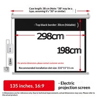 Écran de projection électrique motorisé 4K 8K 135 pouces 16:9 Tissu blanc mat Système de moteur silencieux Auto-lifting mural et plafond