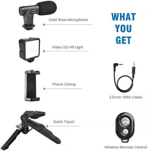 Kit de Luces LED para Video, Recargables, Plegables, Temperatura de Color 5000K-6500K, para Transmisión en Vivo, Vlogging, Selfies, Trípode Móvil - Product Image 1
